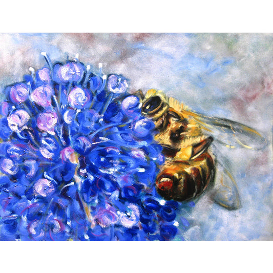 One of a stunning series of voyeuristic oil paintings, up close and personal, glorifying the intimate, private and symbiotic relationship between flower and bee.