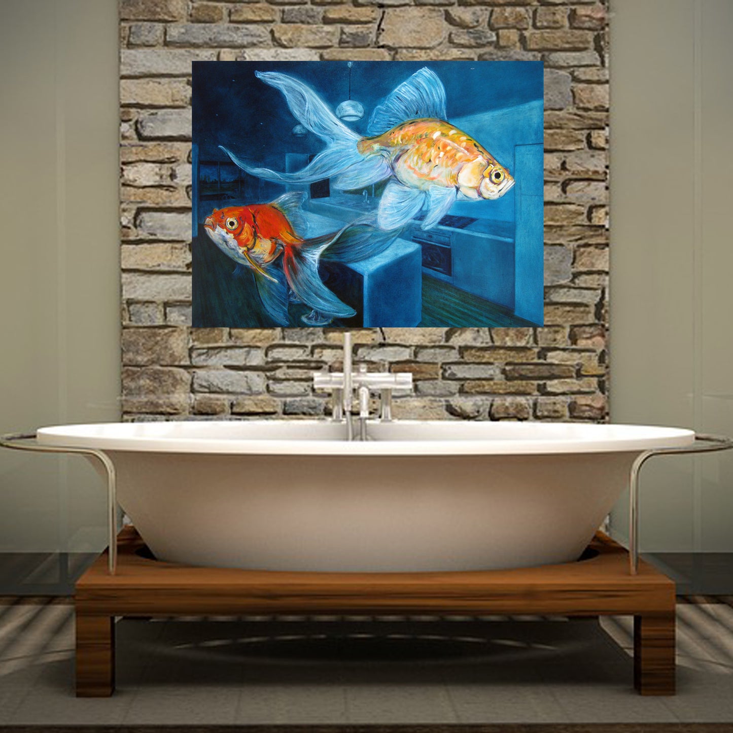 Gold Fish Blue Kitchen